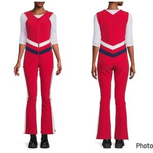 Perfect Moment 60s Fly High One Piece Red Bib Ski Jumpsuit Sz XS Red USA‎